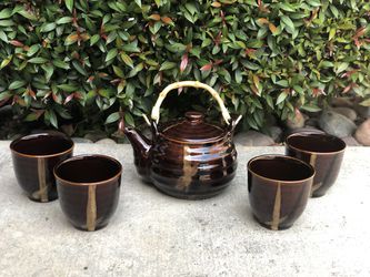 Asian tea set, brown new in box
