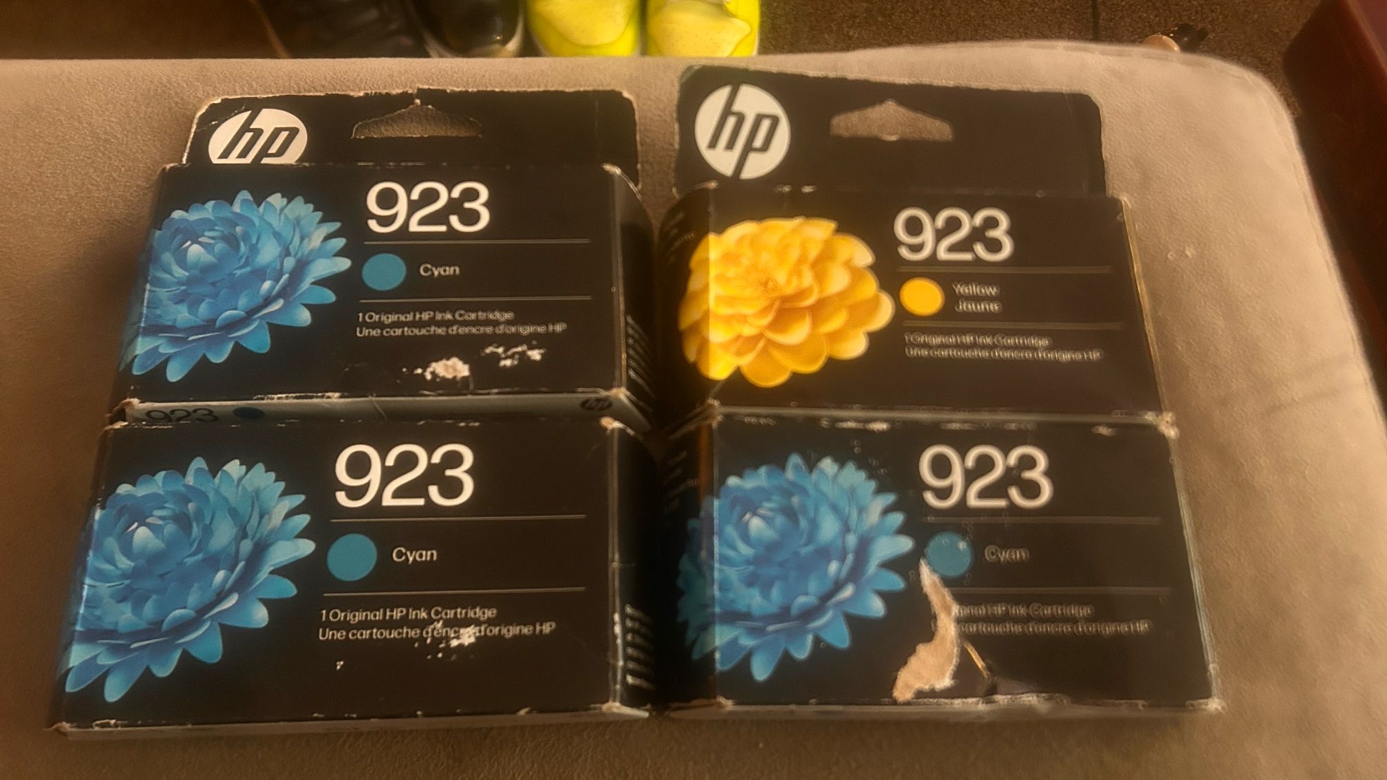 3 Hp 923 Cyan And 1 Hp 923 Yellow Printer Cartridges