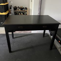 Black Wooden Desk With 2 Drawers - ITEM MUST GO