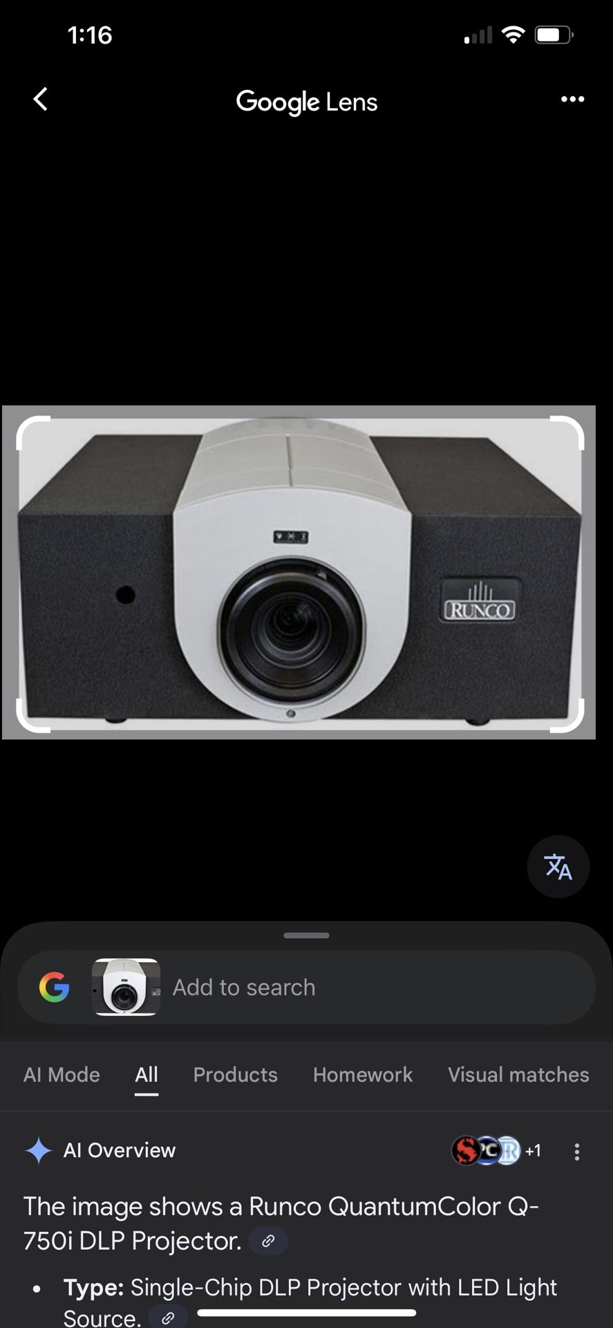 Runco LED Quantum Color Projector Q-750i