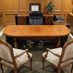 ​High-End Italian Luxury Executive Office Suite - High-Gloss Burl Wood & Black Lacquer (6-Piece Set in the style of Smania, i4Mariani, Giorgio Collect