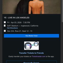 Kanye Tickets April 3 Sec 234