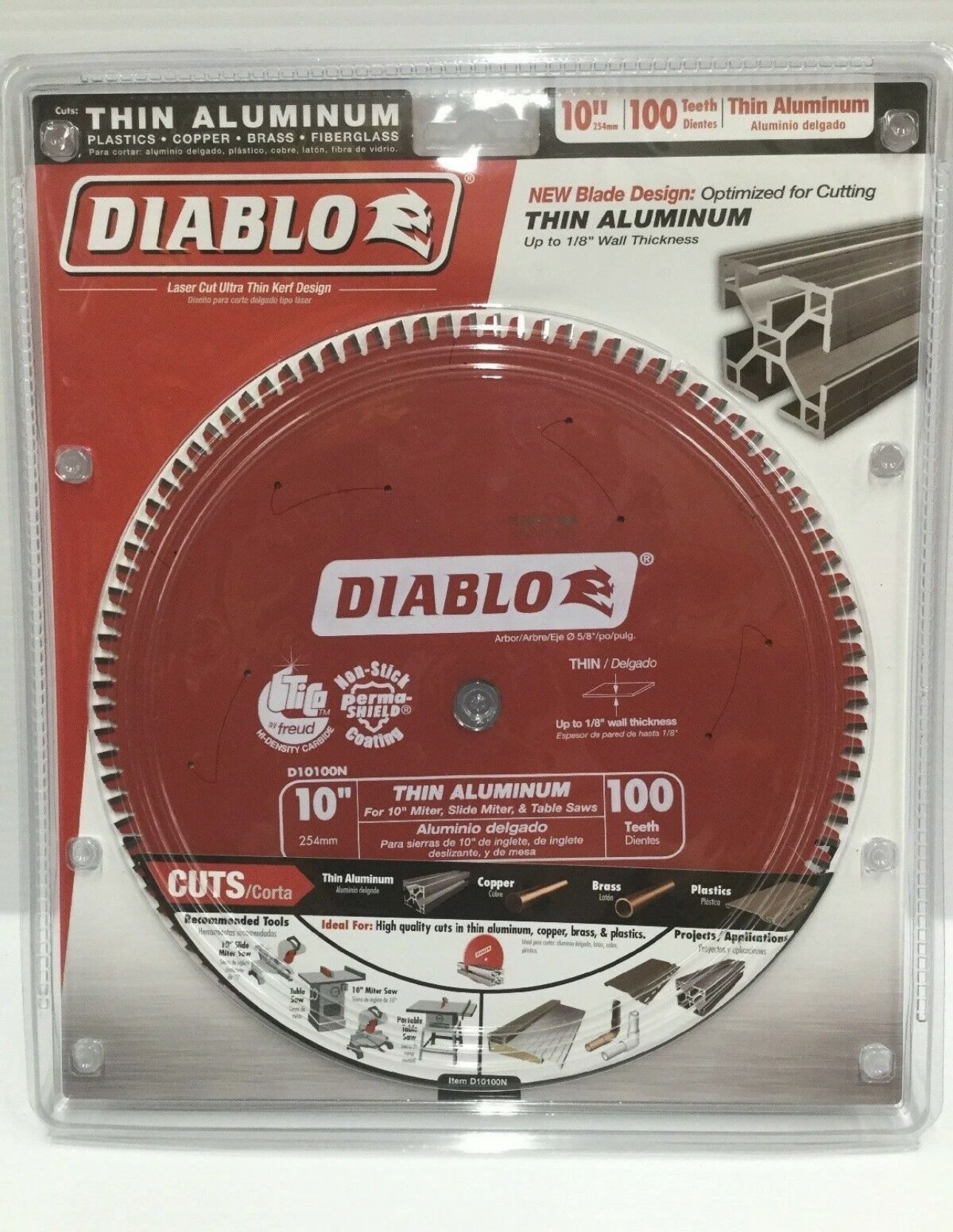 Diablo (D10100N) Thin Aluminum Cutting Circular Saw Blade 10" x 100 Teeth