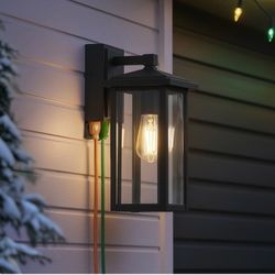 Globe Electric 14" Matte Black Outdoor Wall Light with GFCI Outlet Item 1859466