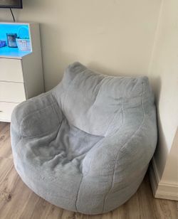 Large Grey Plush Bean Bag Chair