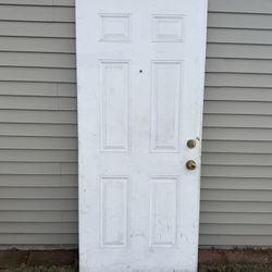 36" X 80" White 6-Panel Steel Entry Door 