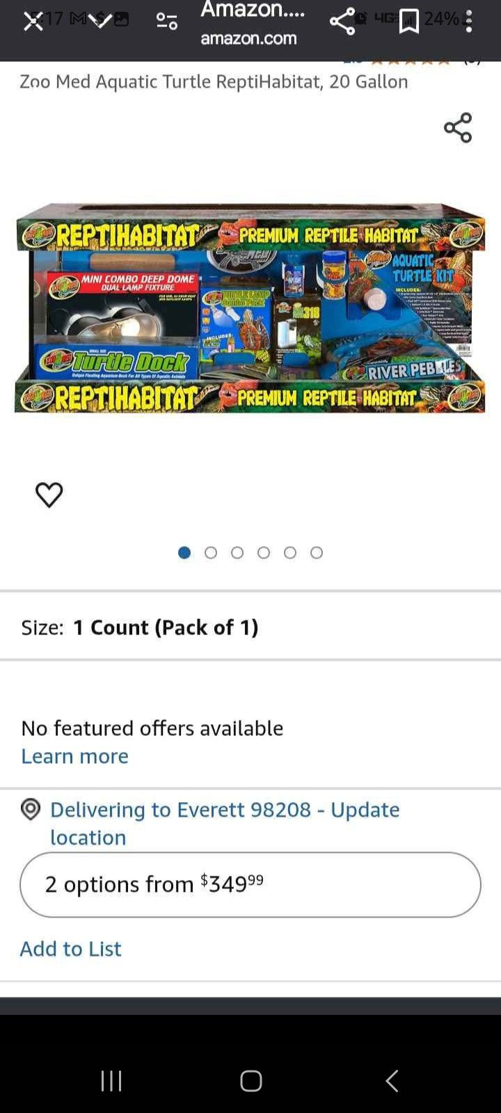 Premium reptile habitat aquatic turtle kit 20gallon tank