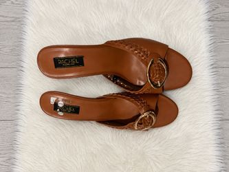 Rachel Rachel Roy Brown Leather Slide Sandals(size 8)
