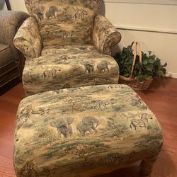 Safari Arm Chair With Ottoman
