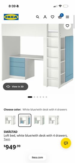 IKEA SMÅSTAD Loft Bed with Desk and Drawers