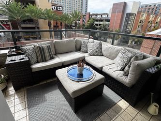 Outdoor Wicker 7-Piece Modular Sectional with Ottoman