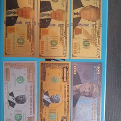 Trump Gold Foil Bills 24k GOLD  SAYS ON ONE AN GOLD 999999 ON OTHERS 