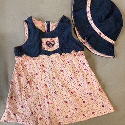 Vintage Pink Floral Denim Dress Babygirl