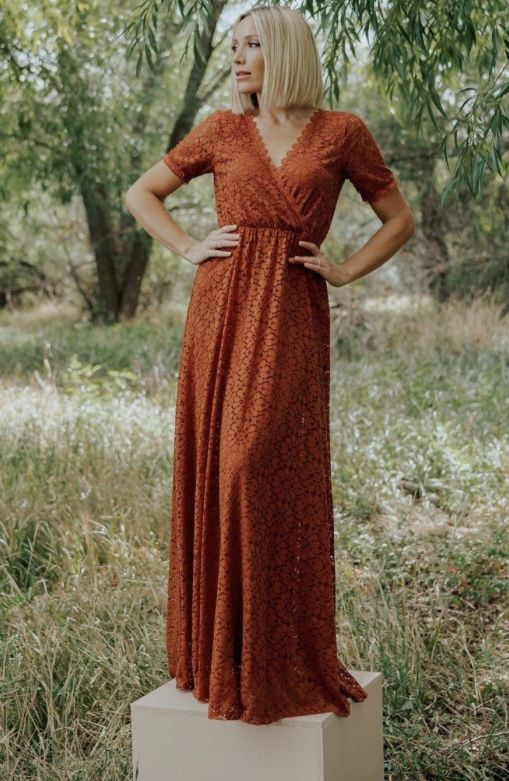 baltic born rust lace maxi dress xxl