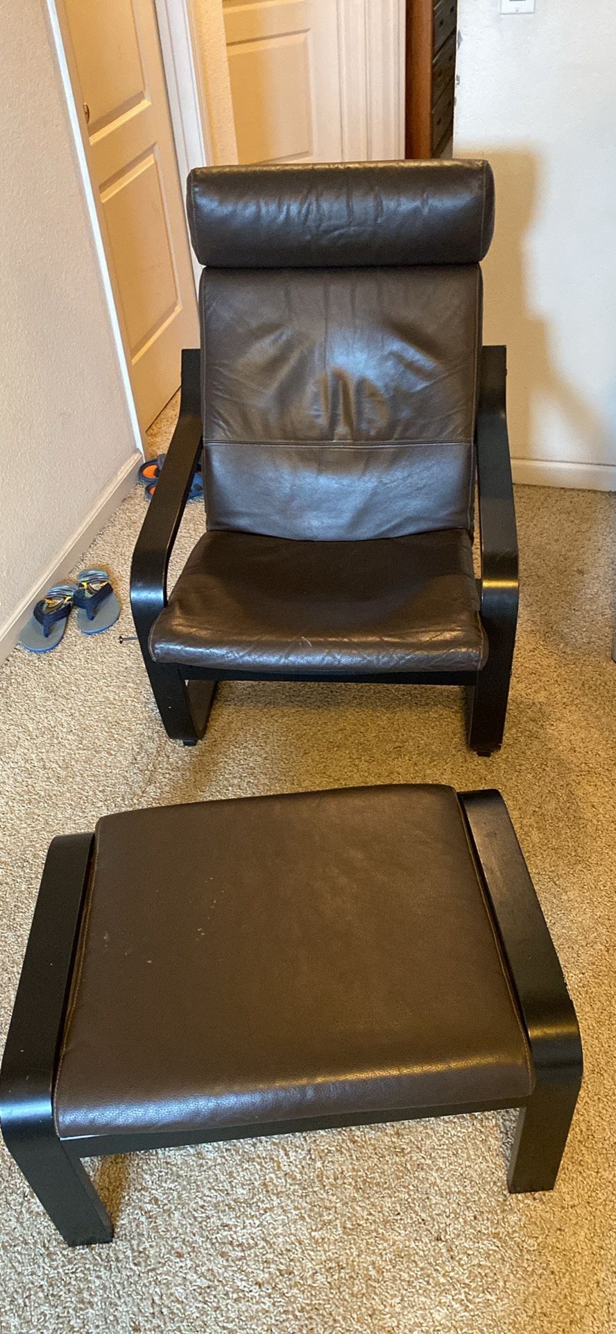 Leather Chair And Ottoman Combo