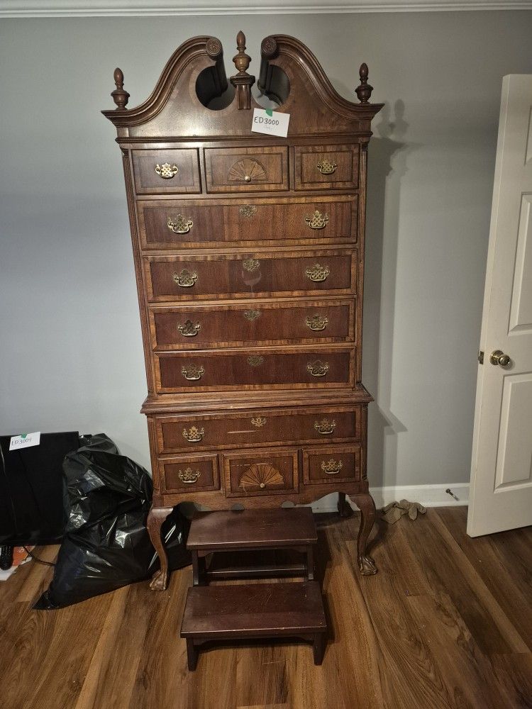 Vintage Heavy Dresser With Step Stool