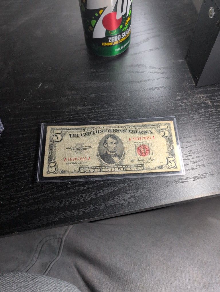 1953 Red Seal $5 Note- ($15)