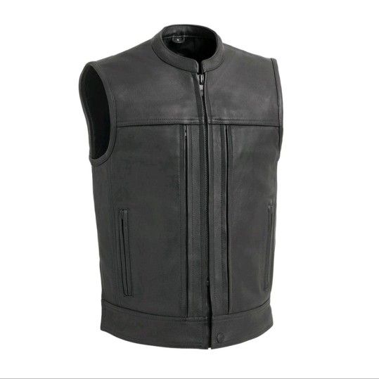 NEW 4X Men's Motorcycle Vest Leather Vest Rampage FIM649CP