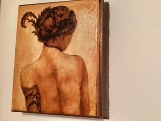 Vtg. Canvas Print Robert Delpomdor “Sarah”  Framed 11.5” x 9.5”