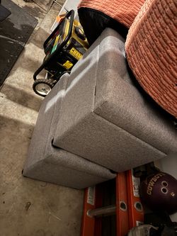 2 Gray Fabric Upholstered Ottoman