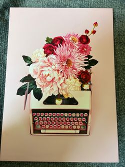 Antique typewriter picture with candy heart keys