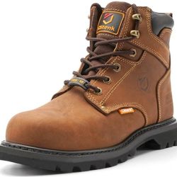 Steel Toe Boots for Men Waterproof, 6" Oiled Full Grain Leather Work Boots