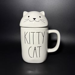 Rae Dunn Kitty Cat 16oz Mug Cup with Cat Head Topper Lid**Discontinued