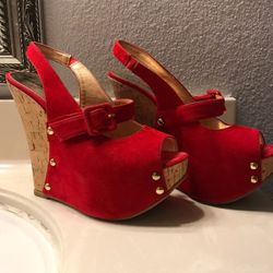 Luichiny bright Red sexy wedges size 7