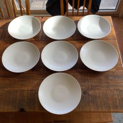 White Wide Dinner Plates x 7