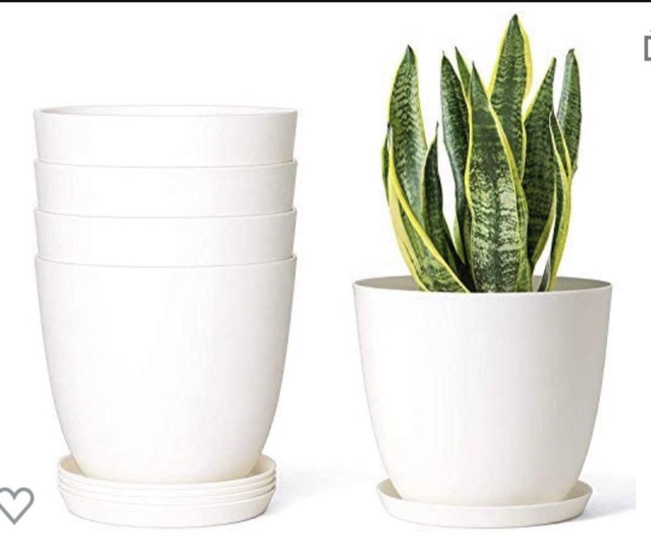 Mkono 6.5" Plastic Plant Pots for Plants with Saucers, Indoor Set of 5 Plastic Planters Modern Flower Pot with Drainage Hole for All House Plants, Her