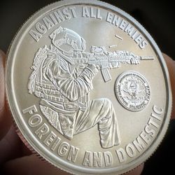 2024 1oz Silver Shield BU Against All Enemies.999 Silver Round 