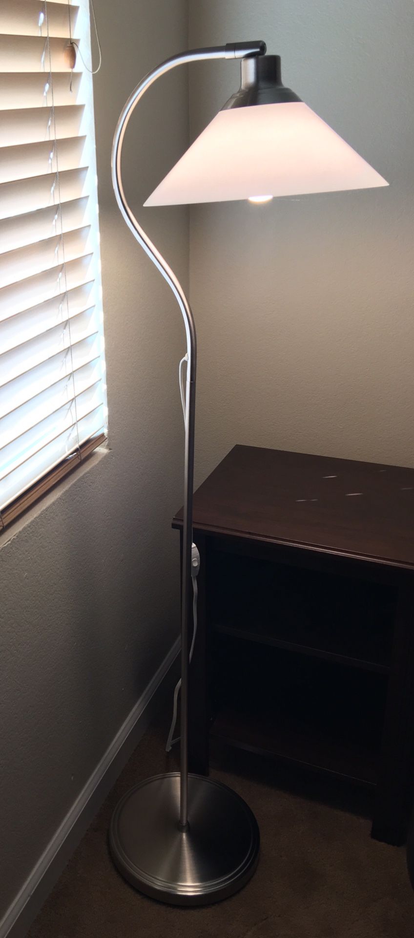 IKEA KROBY Nickel Plated Glass Shade Stand Floor/Reading Lamp 60 for