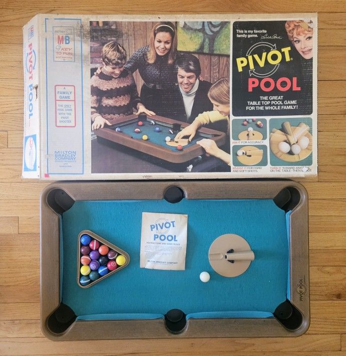 Vintage 1972 Milton Bradley Pivot Pool Tabletop Game 4250 Complete!