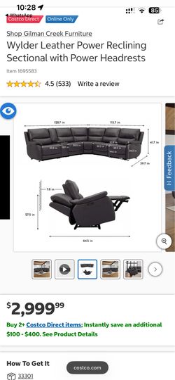 Wylder Leather Power Reclining Sectional with Power Headrests