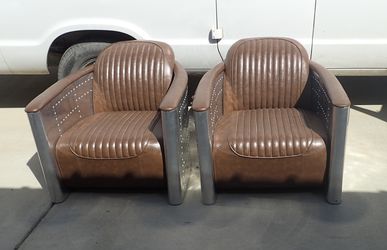 Pair of New Pacific Direct Easton Accent Chairs - Aviation Theme