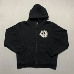 DENIM TEARS DENIM UNIVERSITY BLACK ZIP UP HOODIE 