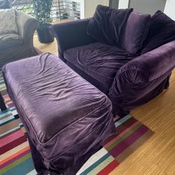 Purple Loveseat Couch And Ottoman