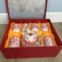 Chinese Porcelain Tea Set 6 Mugs 