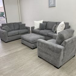 Living Room Sofa Set with Ottoman