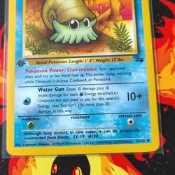 Pokemon Fossil Trying Cards Omanyte 1st Edition Card 1995