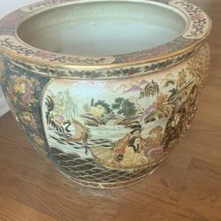 Vintage Asian Ceramic Planter (Satsuma Style)