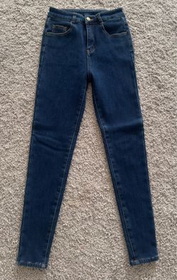 Fleece-Lined Dark Wash Skinny Jeans – XS