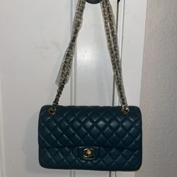 Vintage Style Dark Teal Flap Bag