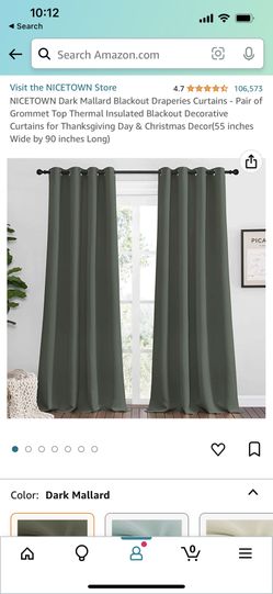 Pair Of Dark Green Blackout Curtains