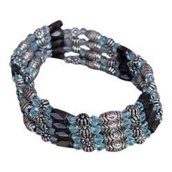 Versatile Magnetite & Shimmering Blue Multi-Wear Wrap Bracelet