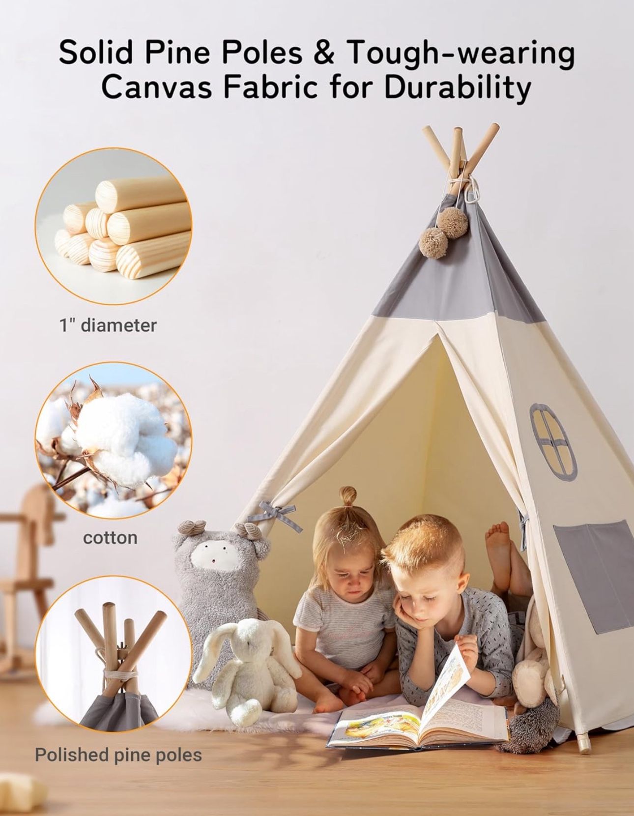 Tent with Light for Kid Toddler Play House Size Length 48", Width 47", Height 59" New condition
