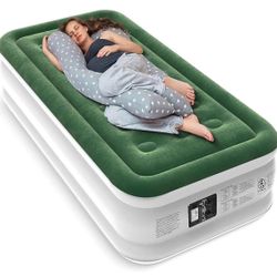 ZEARNA Air Mattress with Built in Pump - Upgraded Twin Blow Up Mattress, 2 Mins Quick Self Inflatable with Double Air Chamber,18"/550lbs Max