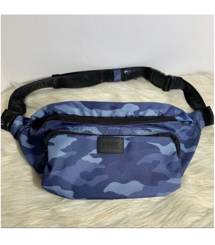 Pink Victoria Secret Blue Camo Print Waist Bag Bum Bag Fanny Pack adjustable 