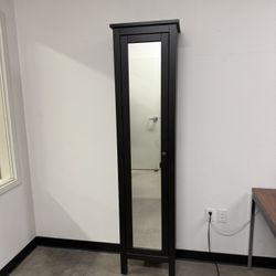 IKEA HEMNES High cabinet with mirror door, Black, 