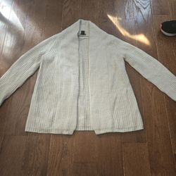 Ann Taylor Off White Shawl Collar Cardigan Sweater, L